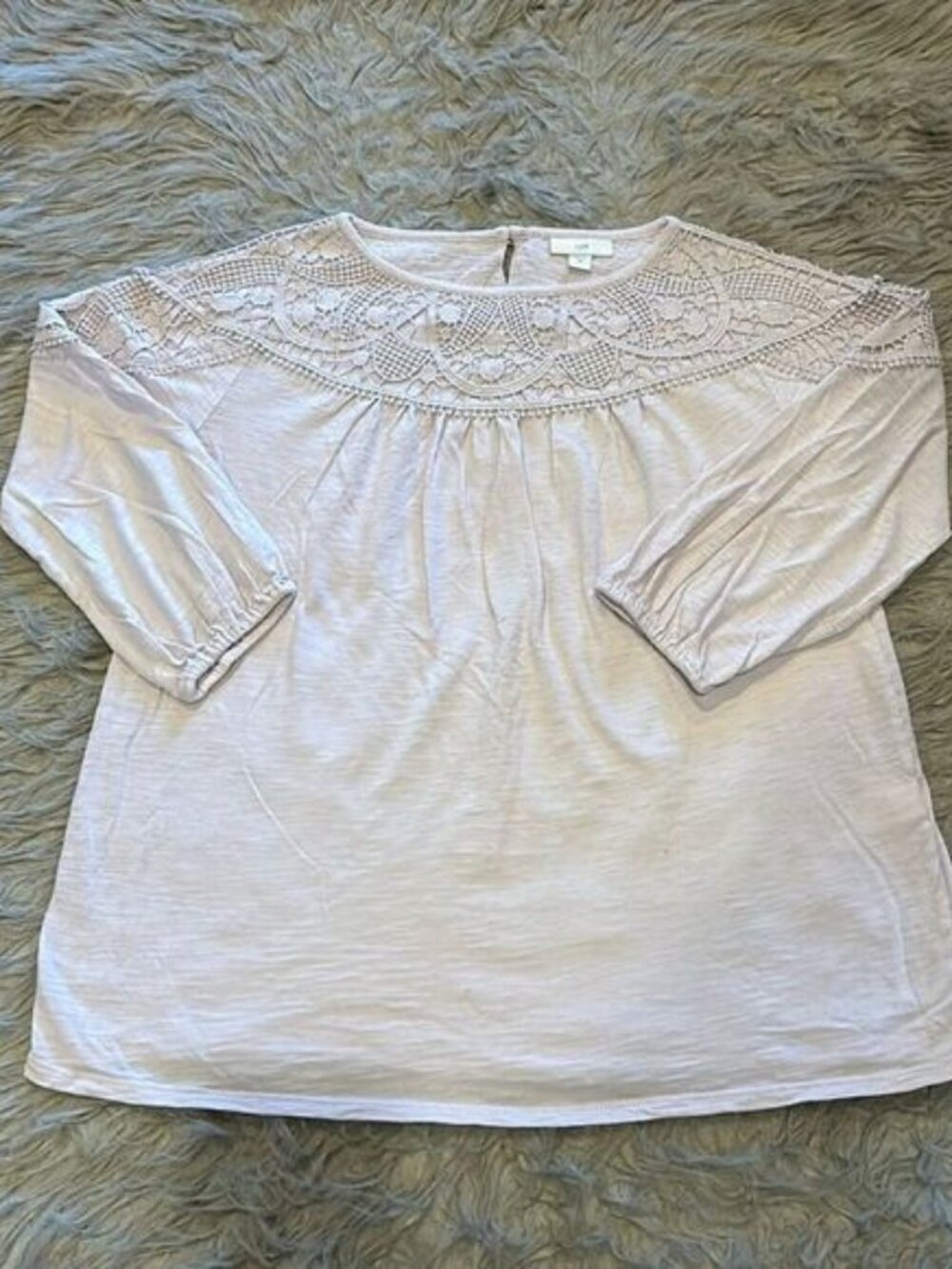 J Jill women’s‎ light purple lace soft cotton modal balloon sleeve shirt